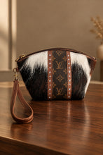Load image into Gallery viewer, Jet Set Medium Leather Travel Kit / Cosmetic bag with designer striped
