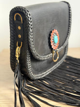 Load image into Gallery viewer, Saint Cloud GM Epi Leather Black with leather/turquoise concho
