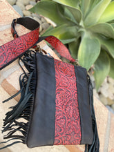 Load image into Gallery viewer, Sergios Stunning Black &amp; Red Fringe Crossbody
