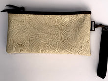 Load image into Gallery viewer, Sergios Wristlet made with floral ivory embossed leather
