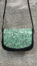 Load and play video in Gallery viewer, Santa Barbara Saddle bag style in turquoise floral leather
