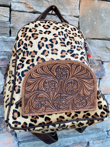 Beautiful Backpack in Cowhide Cheetah Print by Sergios Collection