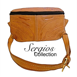 Tooled Natural Leather Fanny Pack Belt