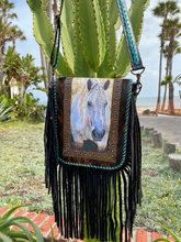Load image into Gallery viewer, Kathy Sigle Art On a Soft Leather Messenger Bag Handmade by Sergios
