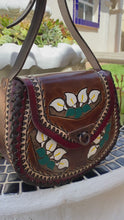 Load and play video in Gallery viewer, Crossbody handmade, hand tooled, hand painted
