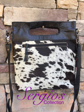 Load image into Gallery viewer, Cowhide Crossbody with Square Leather Handel
