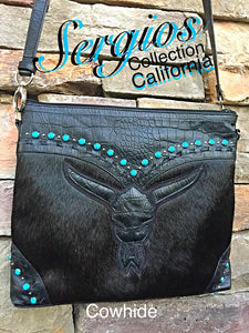 Black beauty longhorn with turquoise stone studs