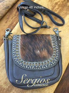 Crossbody with cowhide flap