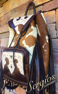 Swarovski Crystal Studded Cowhide Backpack (Brown)