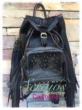 Load image into Gallery viewer, Swarovski crystal Embellished &quot;Black beauty&quot; Cowhide Backpack
