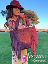 Load image into Gallery viewer, Embossed and fringe tote
