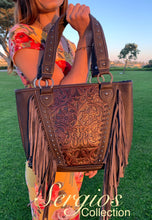 Load image into Gallery viewer, Embossed and Fringe Large Tote
