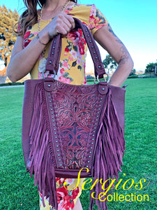 Large Embossed And Fringe Tote