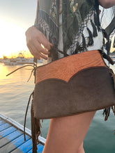 Load image into Gallery viewer, Tooled and cowhide crossbody
