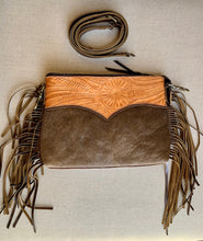 Load image into Gallery viewer, Tooled and cowhide crossbody
