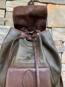 Soft Leather Olive Green Backpack