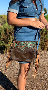 Embossed and Cowhide leather Crossbody/Hipster