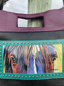 Sergios Collection featuring Kathy Sigle artist top handle and crossbody limited edition tote