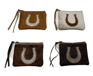 Cowhide pouches for makeup etc