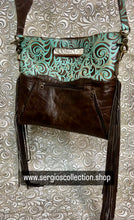 Load image into Gallery viewer, Cowgirl cowhide satchel with brindle Hyde
