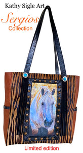 Sergios Collection design featuring Kathy Sigle art in this one of a kind limited edition tote