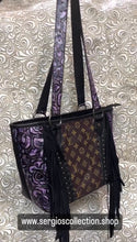 Load image into Gallery viewer, Large tote with authentic designers canvas and embossed leathers
