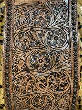 Load image into Gallery viewer, Mega Tote Golden Cheetah &amp; Tooled Leather
