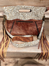 Load image into Gallery viewer, Cowgirl Tote, Ivory floral embossed leather
