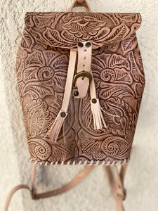 Handmade and hand tooled backpack “Frida Kahlo “ collection limited edition