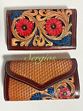 Load image into Gallery viewer, Wallet beautiful hands tooled and hand painted to perfection
