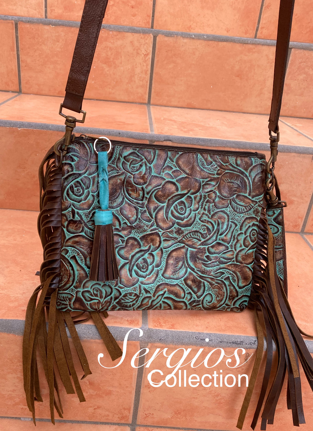 Turquoise floral Crossbody