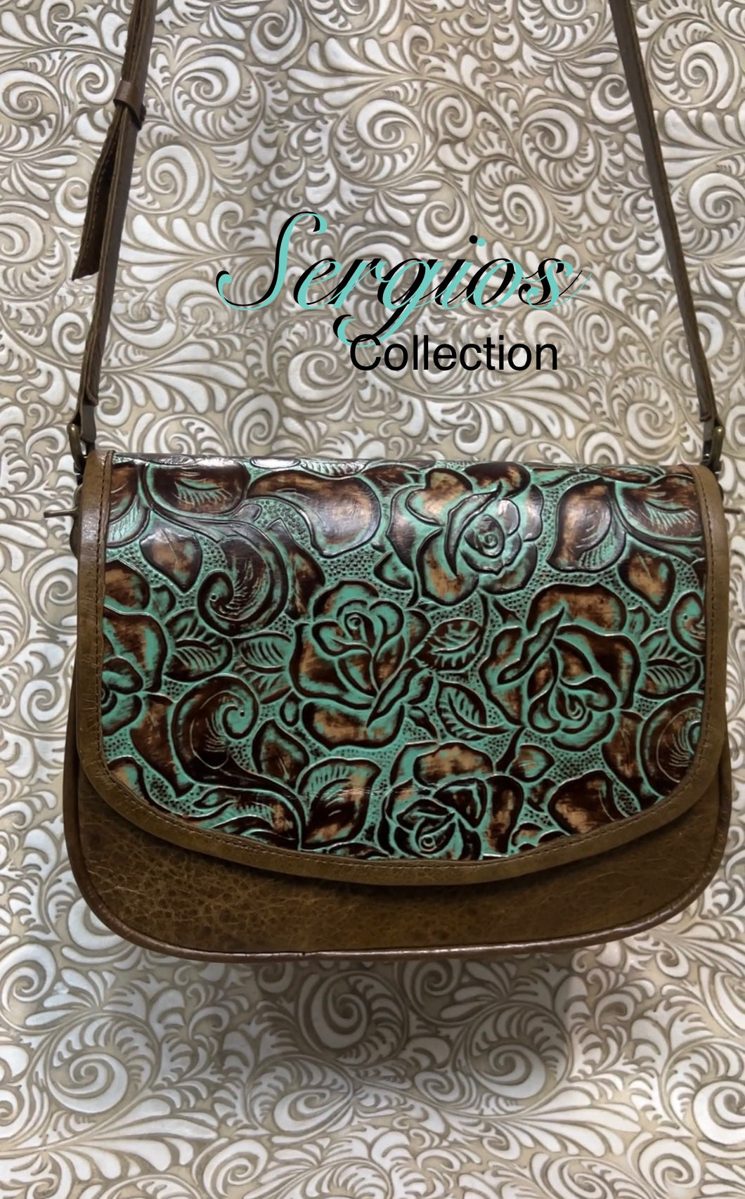 Santa Barbara Saddle bag style WITH FLORAL TURQUOISE