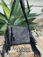 Load image into Gallery viewer, Crossbody Black Embossed Floral
