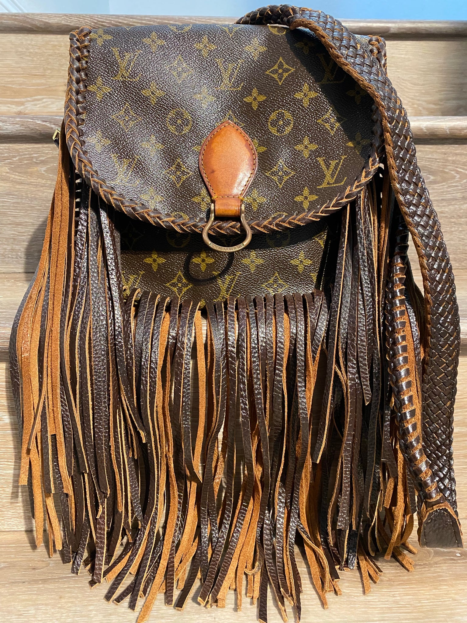 Authentic Vintage Revamped Louis Vuitton St. Cloud Gm Bag W/leather Fringe  Boho