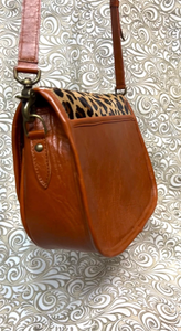 Santa Barbara Saddle bag style with leopard print cowhide