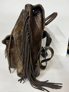 The Jody Deluxe backpack in brindle Hyde and silver western buckles