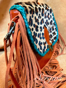 Sergios leopard and turquoise crossbody