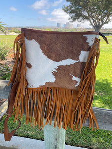 Cowhide Crossbody made out of genuine leather with long 54 inches shoulder strap.