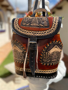 Frida Kalho collection Backpack. Handmade,Hand tooled,Hand painted.