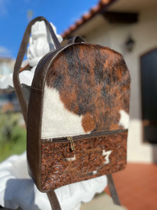 Tricolor brindle cowhide backpack