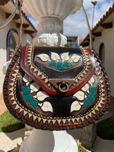 Load image into Gallery viewer, Crossbody handmade,hand tooled &amp; hand painted
