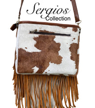 Load image into Gallery viewer, Sergios crossbody cowhide bag in palomino color
