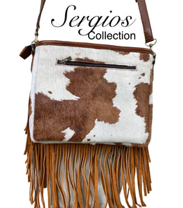 Sergios crossbody cowhide bag in palomino color