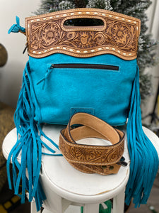 TOURQUOISE cowhide leather satchel