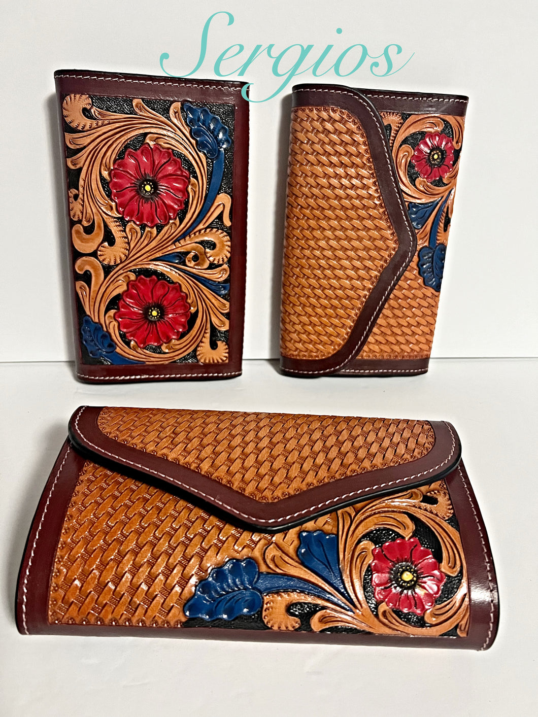 Wallet beautiful hands tooled and hand painted to perfection