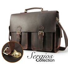 Load image into Gallery viewer, Leather Briefcase Shoulder Bag Handbag 17” Laptop bag Messangers Crossbody

