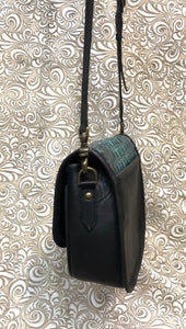 Santa Barbara Saddle bag style in TOURQUOISE crocco leather