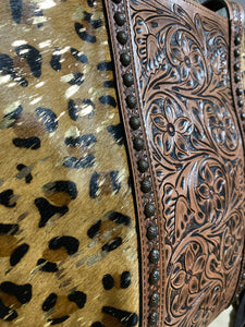 Mega Tote Golden Cheetah & Tooled Leather