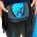 Load image into Gallery viewer, Boho &quot;Hipster&quot; adjustable crossbody Purse with Belt loop clip. Fringe/Cowhide/Studded
