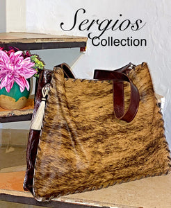 The perfect Rodeo Western tote bag in brindle cowhide
